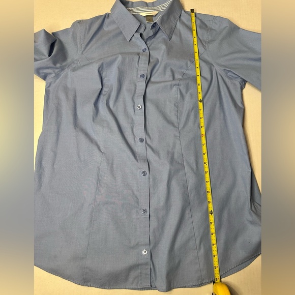CJ Banks Blue Long Sleeve Button Down Contrast Collar and Cuff 1X - Picture 6 of 6